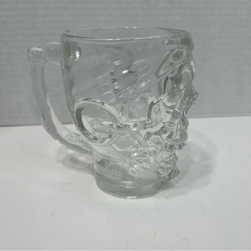 BONESHAKER large pirate Skull shaped glass Mug Tankard luminarc USA Halloween